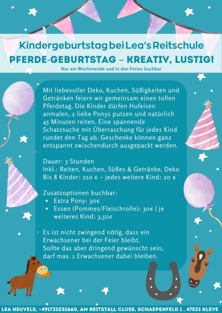 Kindergeburtstag Pferde-Geburtstag -Kreativ, Lustig | Lea's Reitschule in Kleve - Materborn
